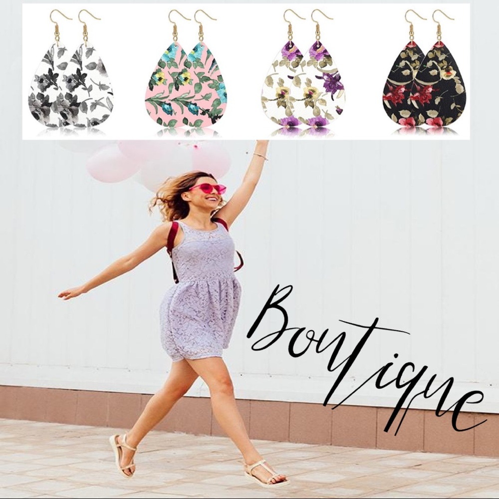 🆕🥀BOUTIQUE🥀Floral leather teardrop earrings